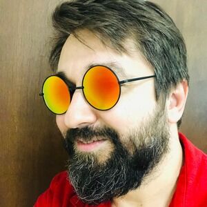 Round Sunglasses‎ Orange Mirrored Lens Retro Hippie Style Metal Light Weight New